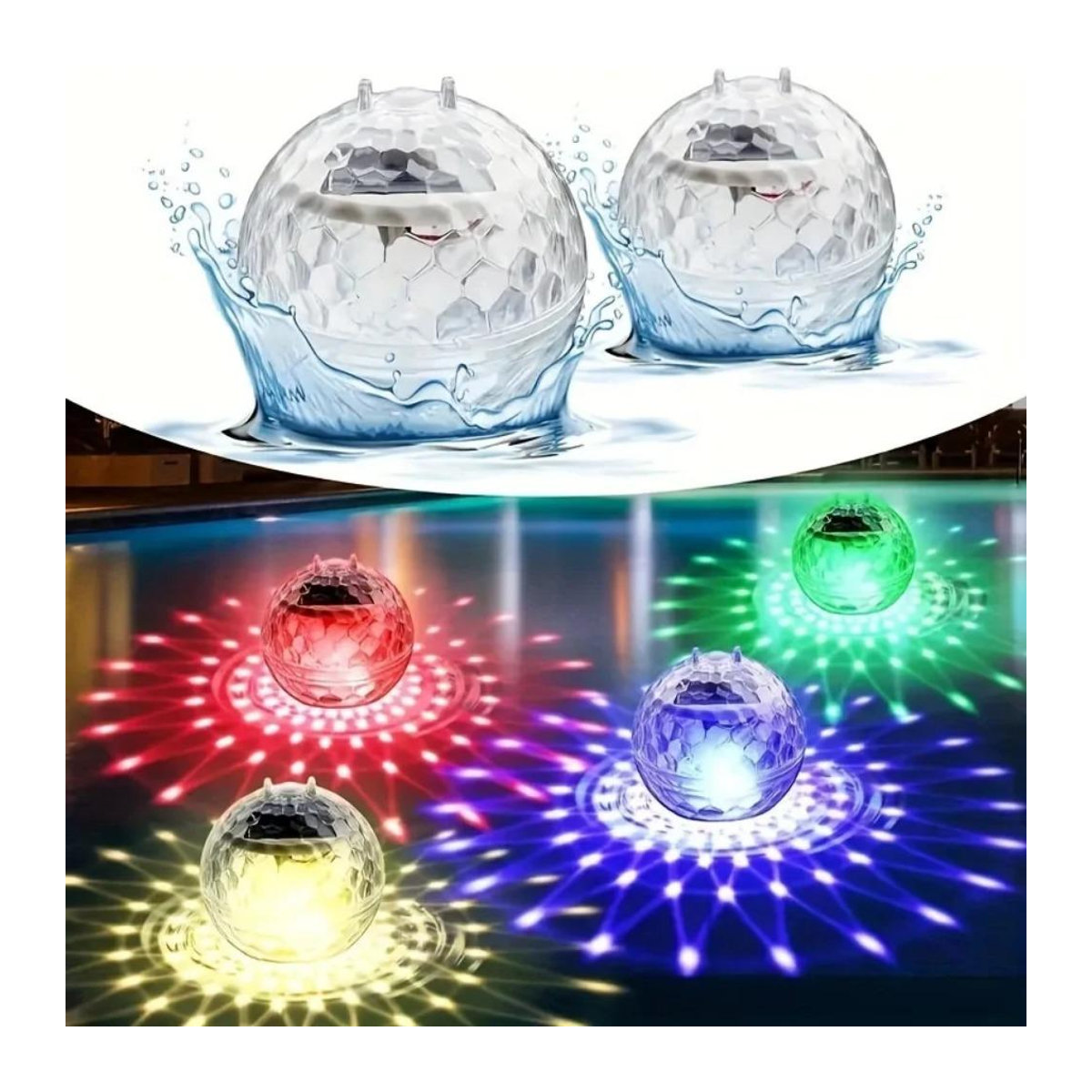 Lanzhong Solar Schwimmlicht mit LED und Farbwechsel für Schwimmbad, Teich und Aquarium, Warmweiß und Bunt, Kunststoff - Bild 2
