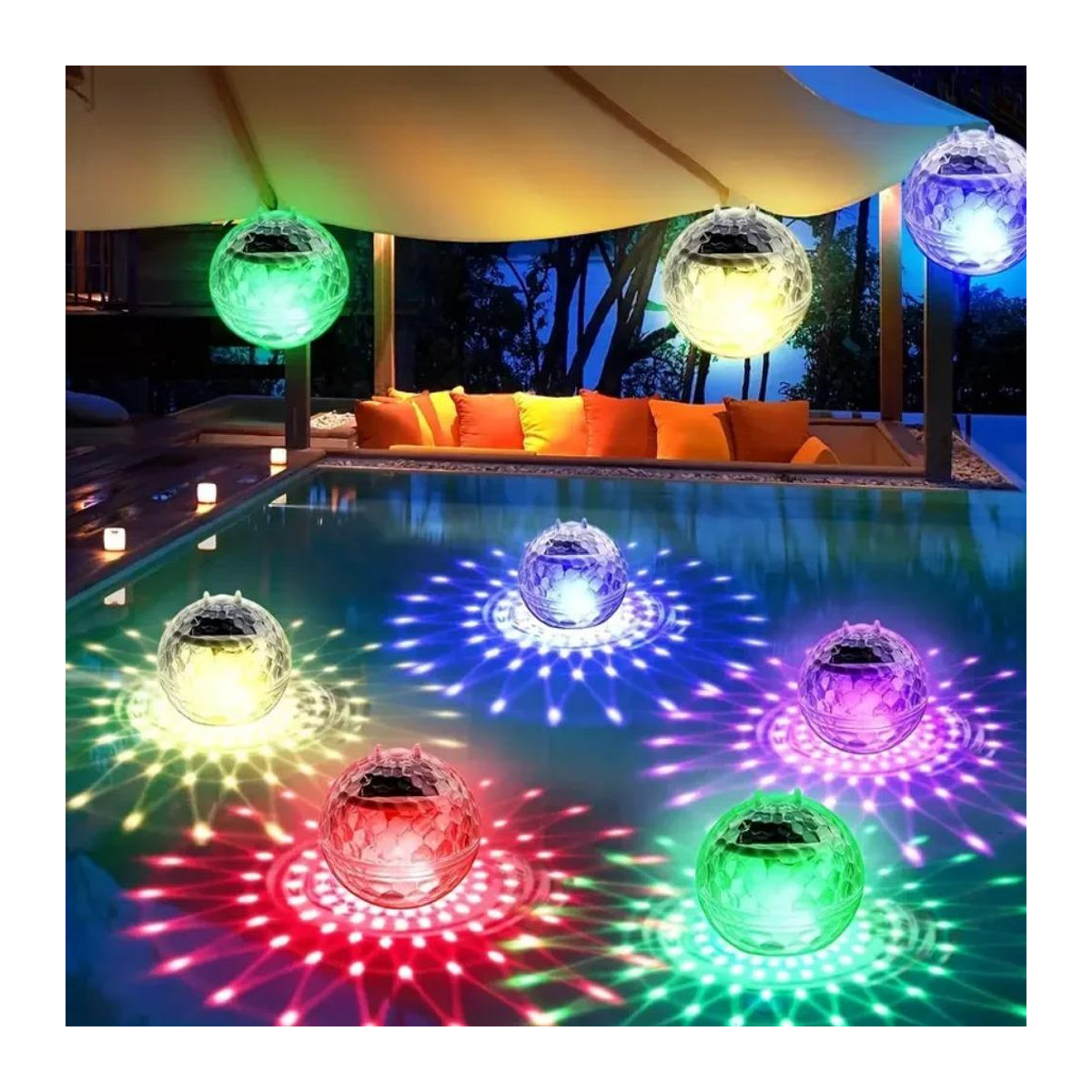Lanzhong Solar Schwimmlicht mit LED und Farbwechsel für Schwimmbad, Teich und Aquarium, Warmweiß und Bunt, Kunststoff - Bild 5