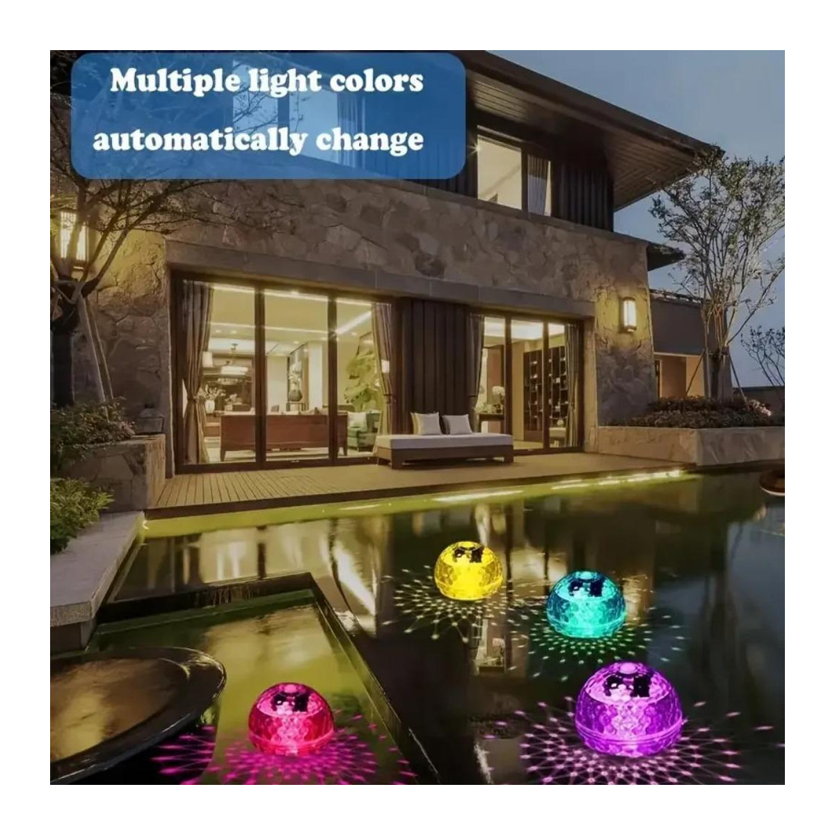 Lanzhong Solar Schwimmlicht mit LED und Farbwechsel für Schwimmbad, Teich und Aquarium, Warmweiß und Bunt, Kunststoff - Bild 8