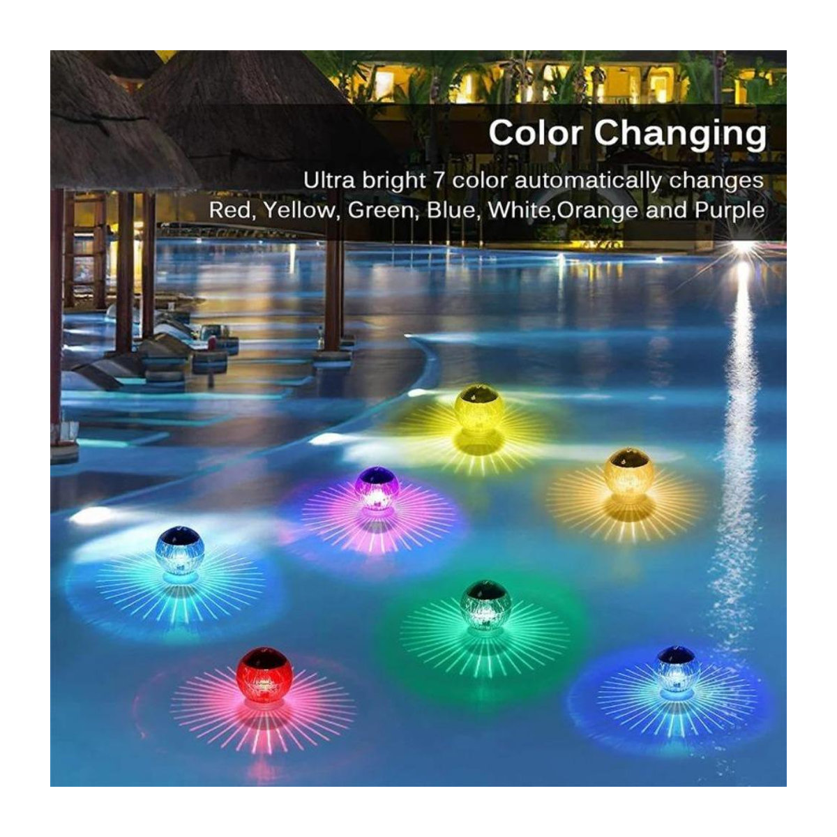 Lanzhong Solar Schwimmlicht mit LED und Farbwechsel für Schwimmbad, Teich und Aquarium, Warmweiß und Bunt, Kunststoff - Bild 9