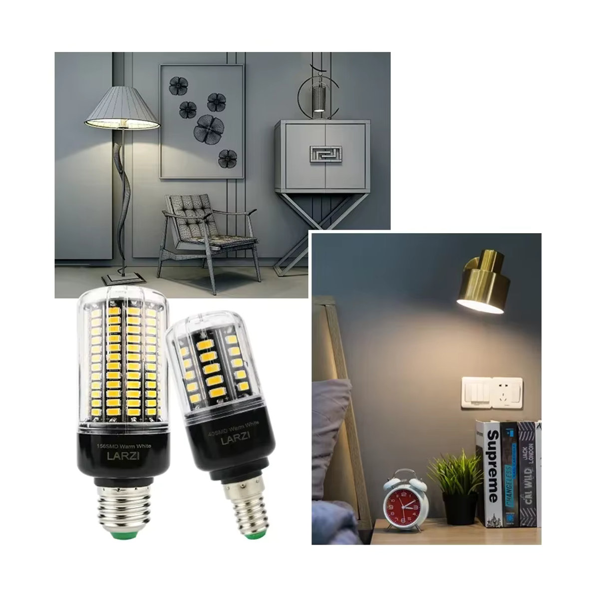 LARZI LED Maisbirne Kerze E27 E14 SMD 5736 flimmerfrei - Bild 3
