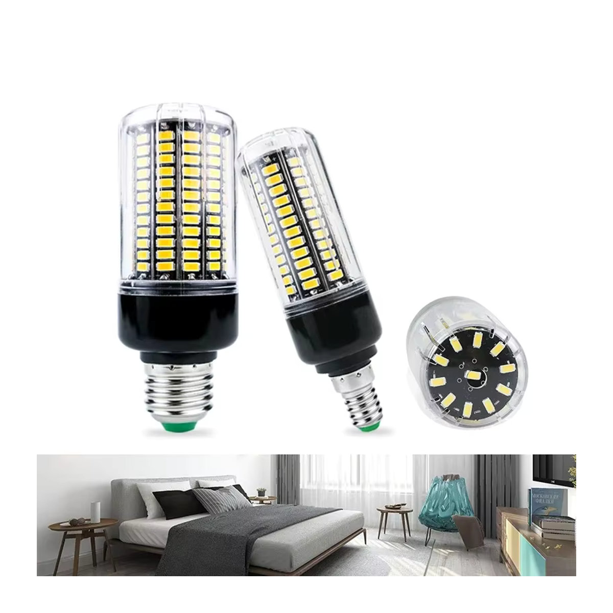 LARZI LED Maisbirne Kerze E27 E14 SMD 5736 flimmerfrei - Bild 4