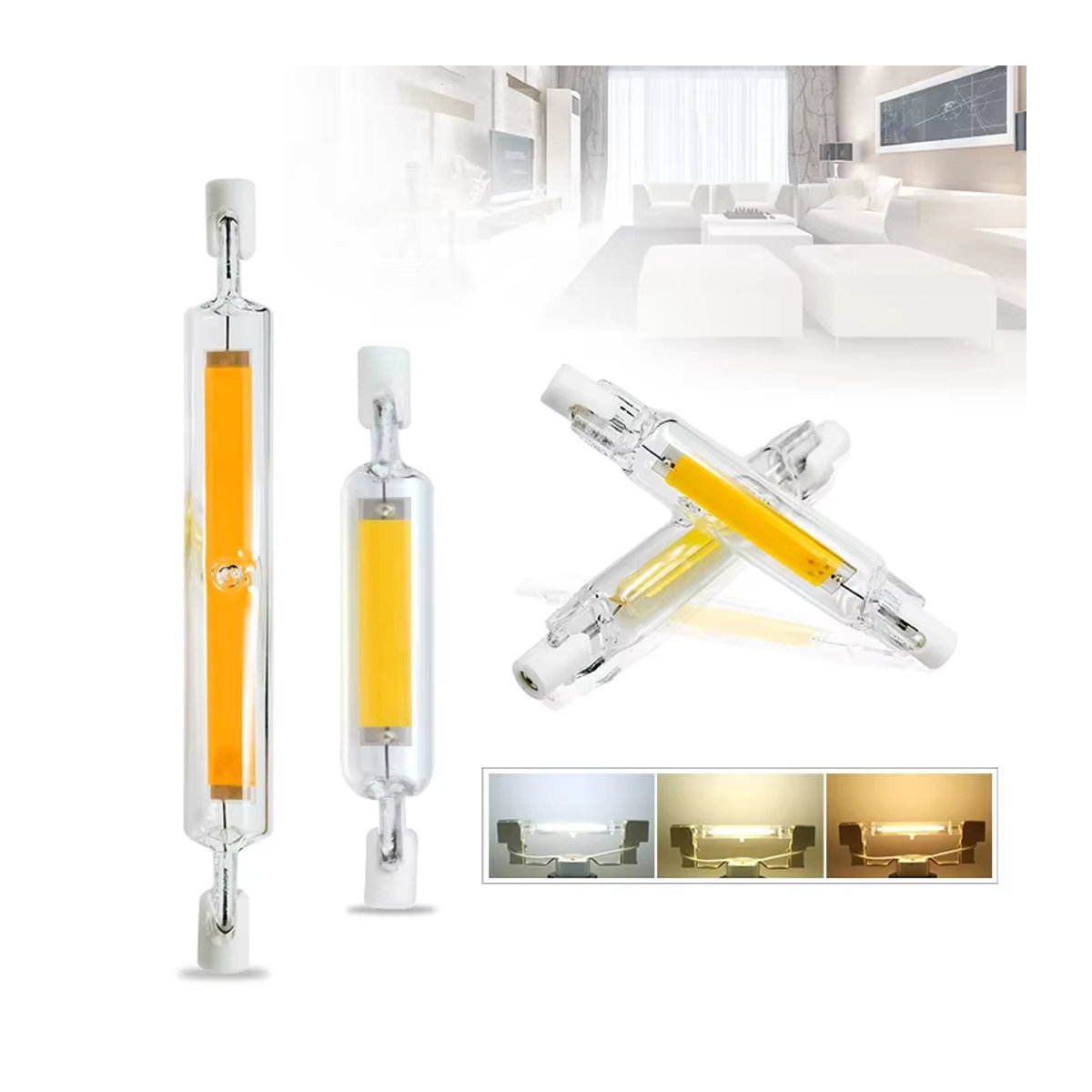 LARZI R7s COB LED Glas Rohr Glühbirne als Halogen Ersatz für J78 und J118 - Bild 5