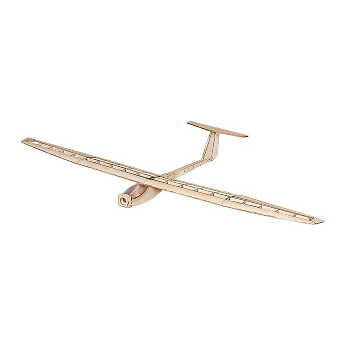 Lasergeschnittenes Balsawood Segelflugzeug Real Hawk als elektrischer Bausatz in Braun mit 155 cm Spannweite - Bild 1