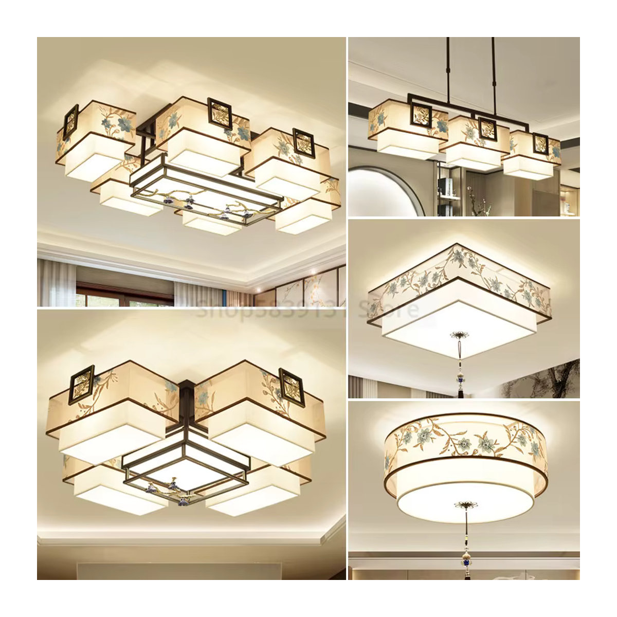 Lava Corki LED Kronleuchter im chinesischen Stil, Beige, Warmweißes Licht für Wohnzimmer und Schlafzimmer - Bild 6