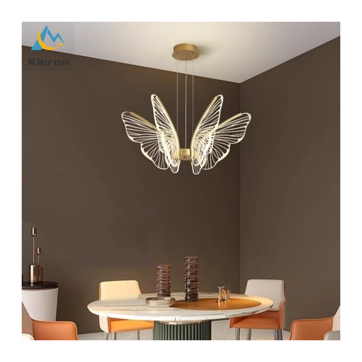 Lava Corki Nordic Moderne Schmetterling LED Kronleuchter mit integriertem Tricolor-Licht für Wohnzimmer, Schlafzimmer und Restaurant - Bild 1
