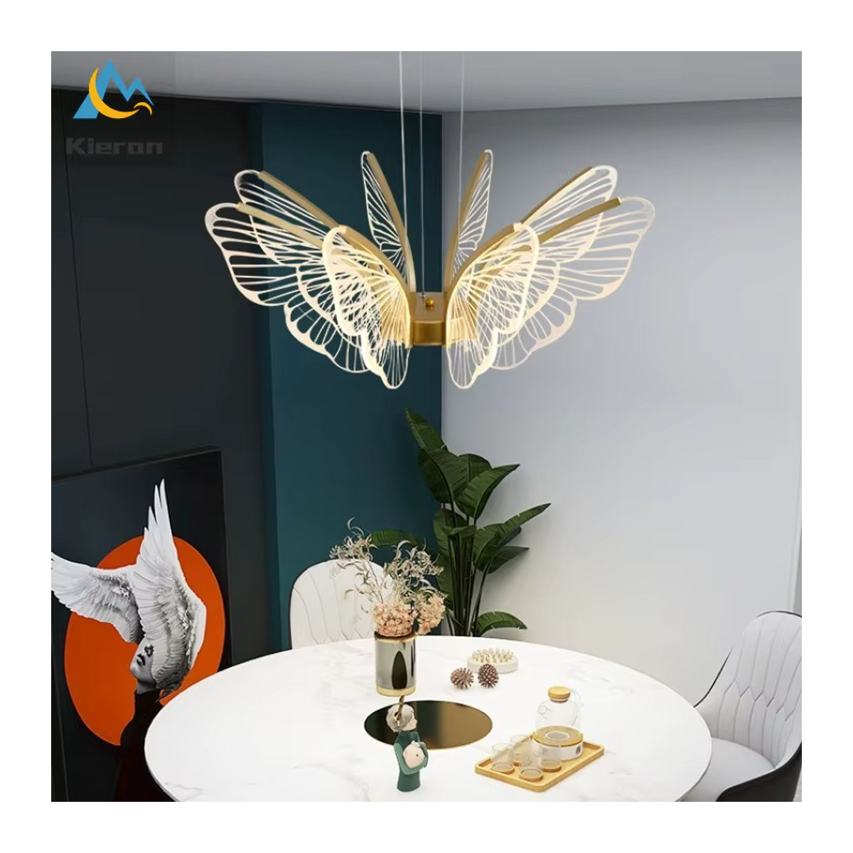 Lava Corki Nordic Moderne Schmetterling LED Kronleuchter mit integriertem Tricolor-Licht für Wohnzimmer, Schlafzimmer und Restaurant - Bild 2