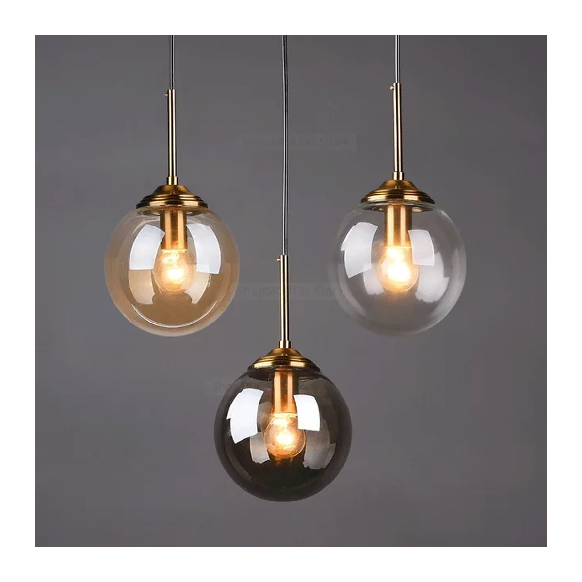 Lava Corki Pendelleuchte aus Glas in Grau im modernen Retro-Design - Bild 1