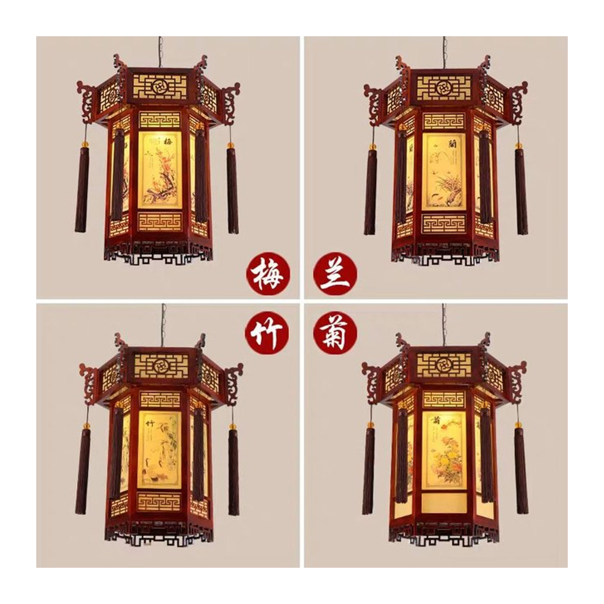 Lava Corki Pendelleuchte im chinesischen Stil aus Bambus in Braun - Bild 1