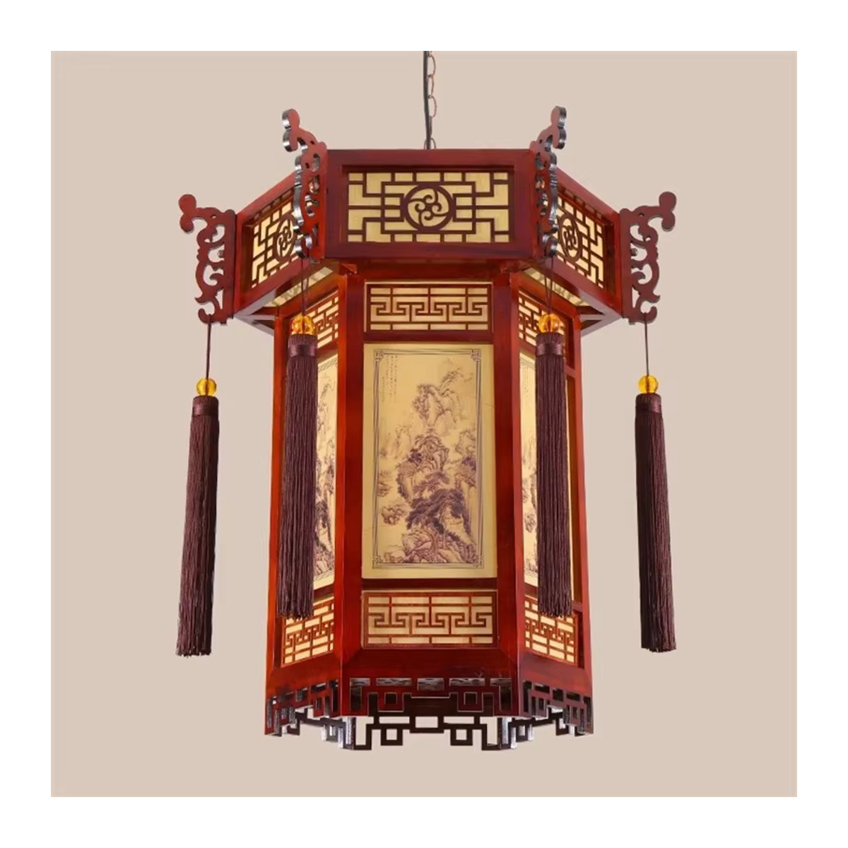 Lava Corki Pendelleuchte im chinesischen Stil aus Bambus in Braun - Bild 4