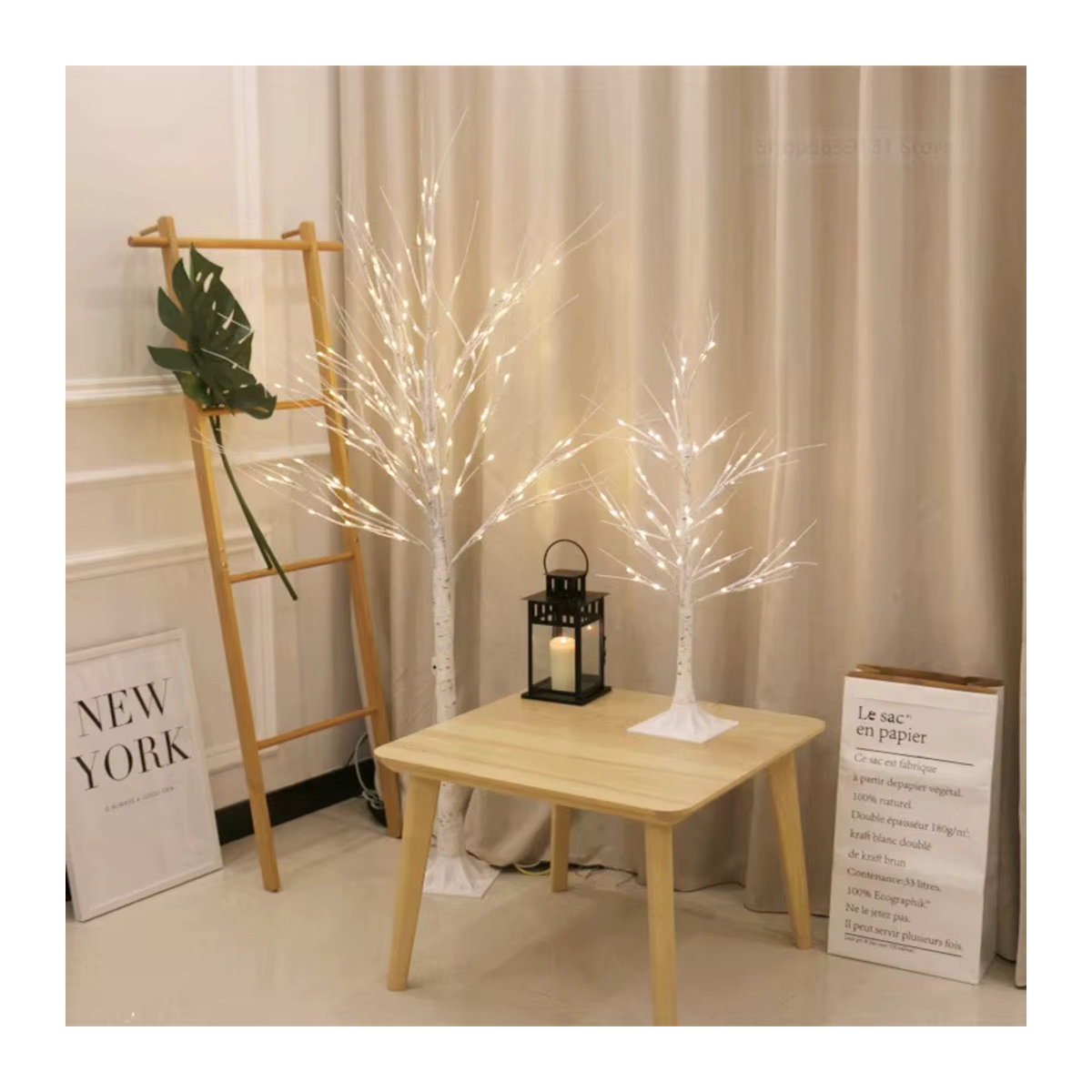 Lava Corki Skandinavischer LED Tischlampen Weiß Birke Baum mit dekorativen Zweigen für Weihnachten und Indoor-Dekoration - Bild 1
