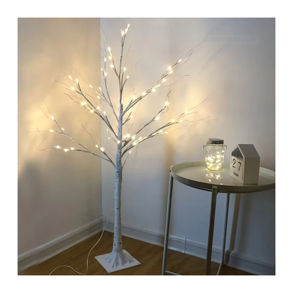 Lava Corki Skandinavischer LED Tischlampen Weiß Birke Baum mit dekorativen Zweigen für Weihnachten und Indoor-Dekoration - Bild 2