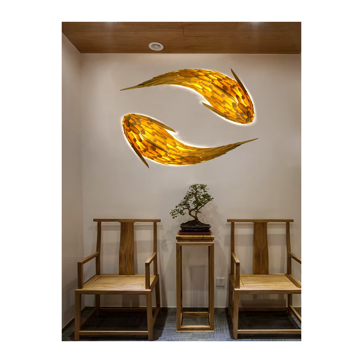 Lava Corki Wandleuchte aus Bambus in Gelb im Nordic Modern Design für Wohnzimmer und Hotel - Bild 1