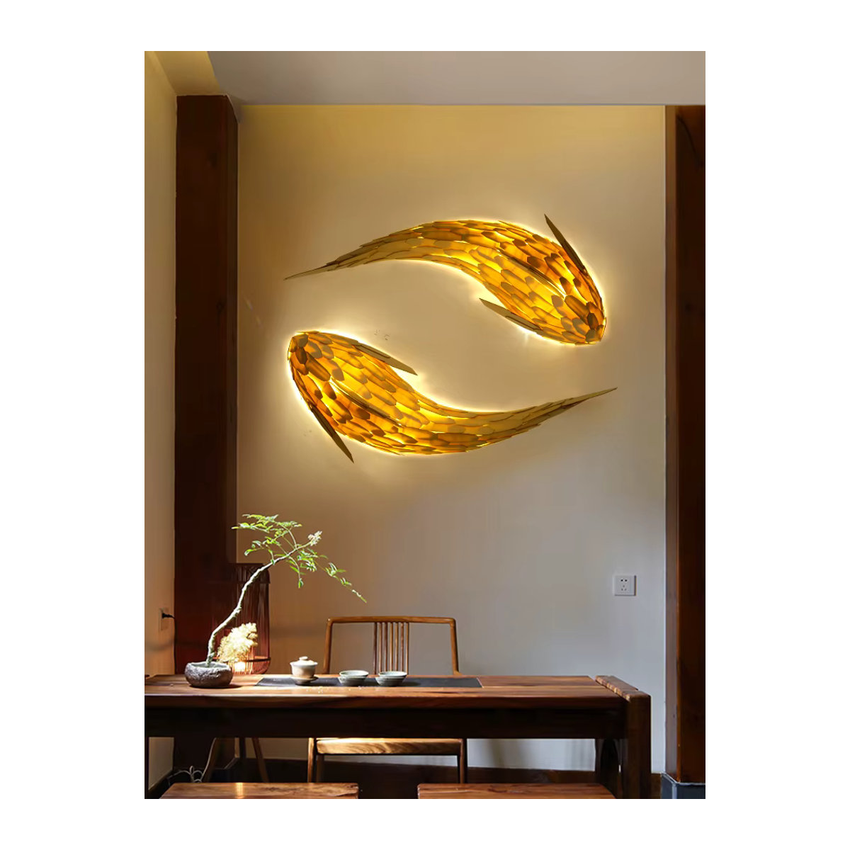Lava Corki Wandleuchte aus Bambus in Gelb im Nordic Modern Design für Wohnzimmer und Hotel - Bild 2