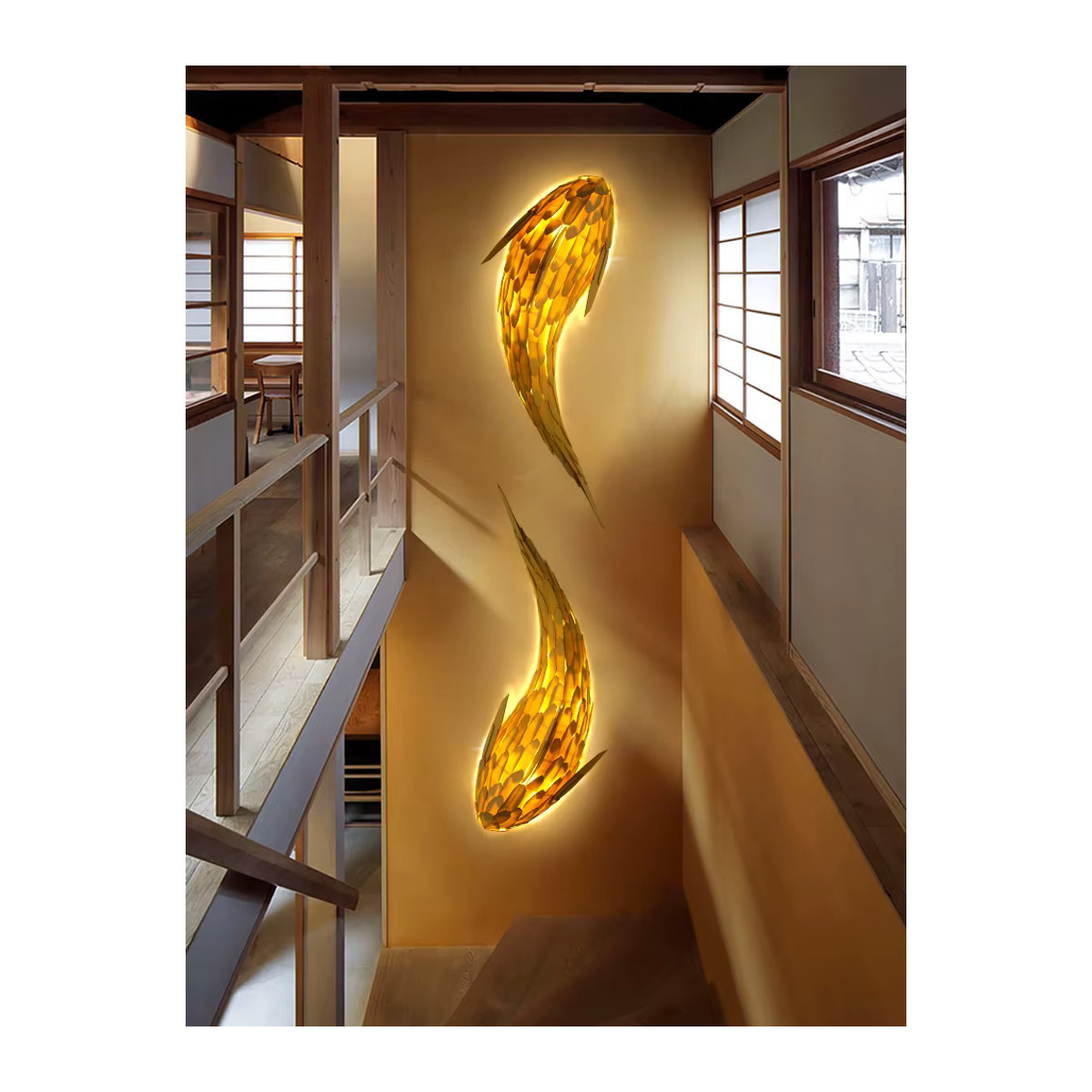 Lava Corki Wandleuchte aus Bambus in Gelb im Nordic Modern Design für Wohnzimmer und Hotel - Bild 4