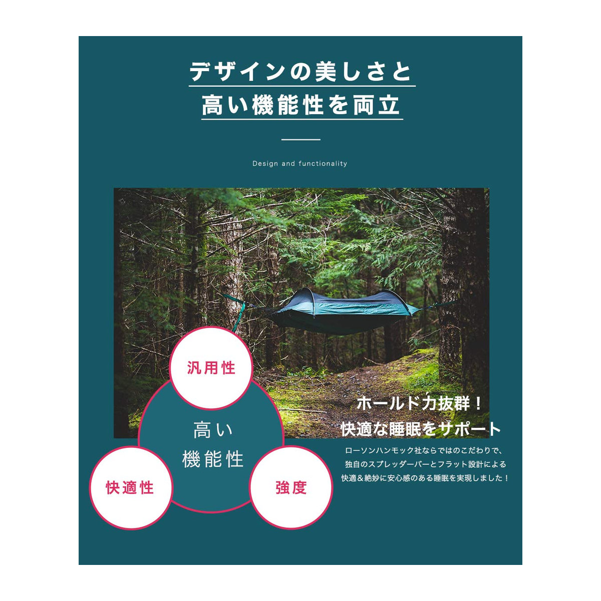 Lawson Hängematte Blue Ridge Camping in Marineblau mit spezieller Aufhängung und Gurten - Bild 6
