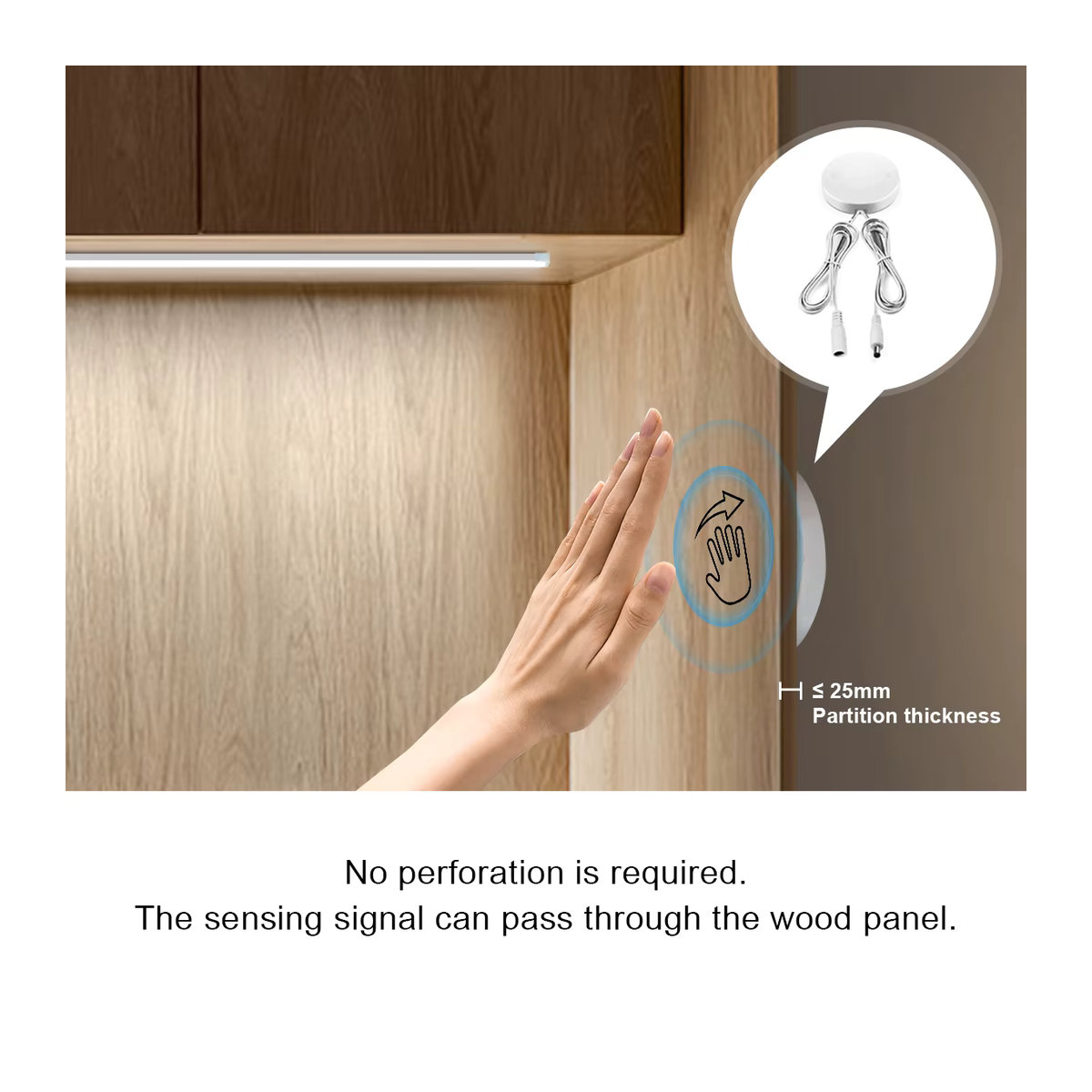 Lcamaw COB LED Neonröhren Streifen für die Küchenbeleuchtung mit Hand-Scan Touch-Sensor-Schalter, Warmweiß, DC24V - Bild 3