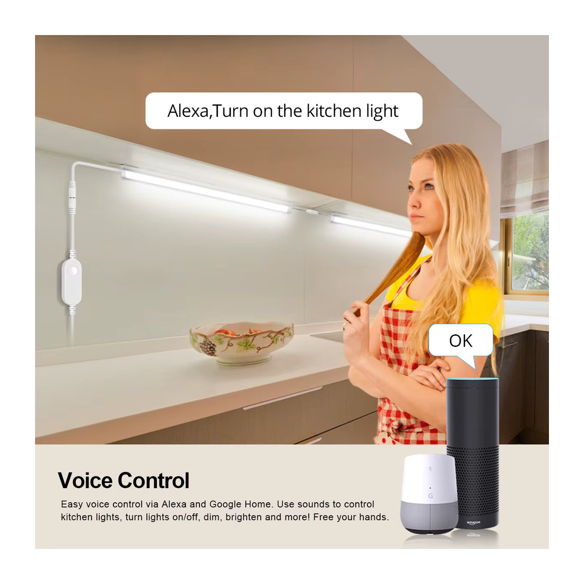 Lcamaw Intelligente LED-Lichtleiste für Küchenschrank und Möbelbeleuchtung, Weiß, Minimalistisches Design, kompatibel mit Tuya Zigbee Switch - Bild 3