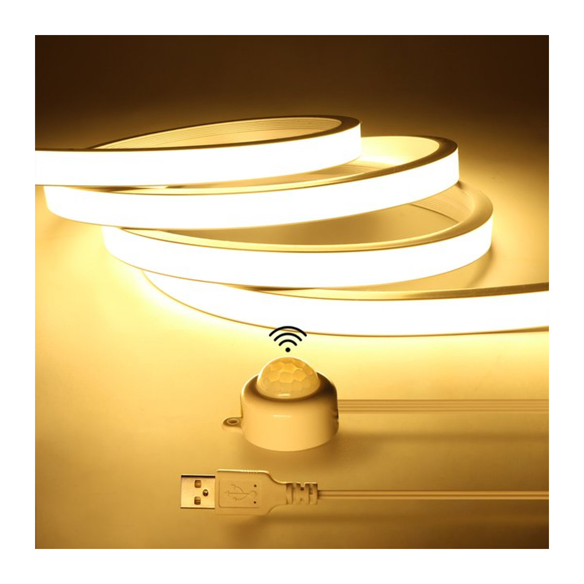 Lcamaw Küchen-Neonlicht USB-LED-Leuchte mit PIR-Bewegungssensor und Silikon-COB-Streifen in Weiß, Neutralweiß, 11 mm leuchtender Oberflächendurchmesser - Bild 1