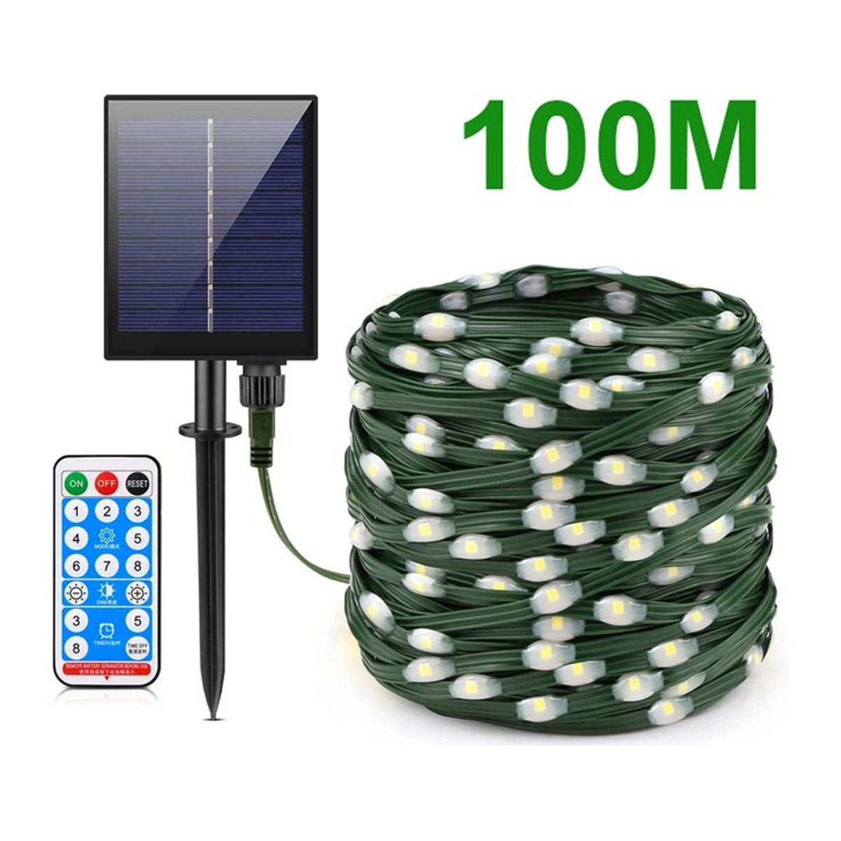 Lcamaw LED Solar Lichterkette mit großem Solarpanel und Lederdraht in Grün für Garten und Hochzeit - Bild 1