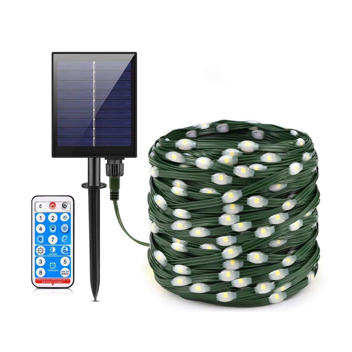 Lcamaw LED Solar Lichterkette mit großem Solarpanel und Lederdraht in Grün für Garten und Hochzeit - Bild 5