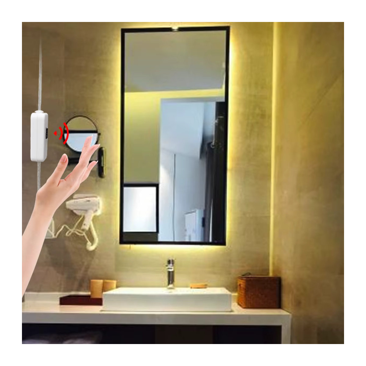 Lcamaw Wasserdichter LED Kosmetikspiegel mit Motion Sensor und USB-Anschluss für dein Make-up - Bild 3