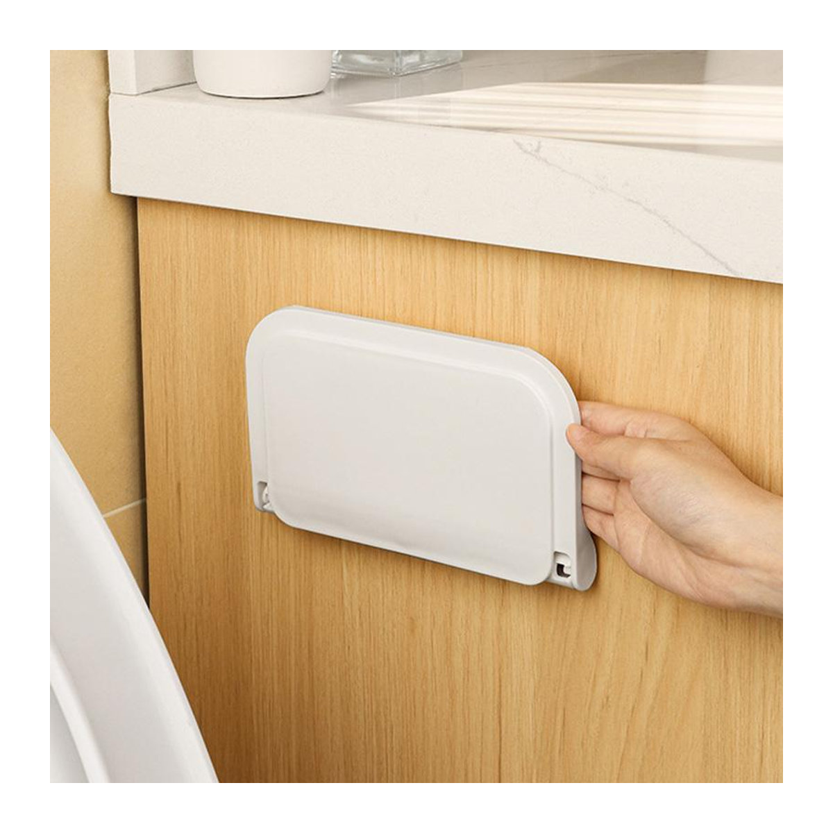 LChome Klappbares Wandregal in Weiß als platzsparender Badezimmer-Organizer und Ablage für WLAN-Router mit Telefonhalter - Bild 2