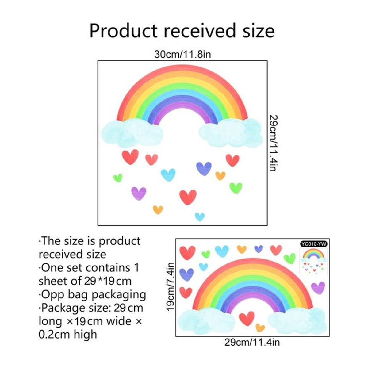 LChome Leuchtende Wandaufkleber Regenbogen Wolke und Herz im Dunkeln leuchtend für Kinderzimmer und Babyzimmer, mehrfarbig - Bild 1