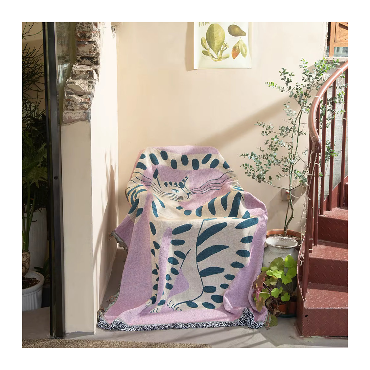 Le Angeer Textil Wandteppich für Mädchen mit Katzenmuster in Rosa, B/B: 130 x 160 cm - Bild 2