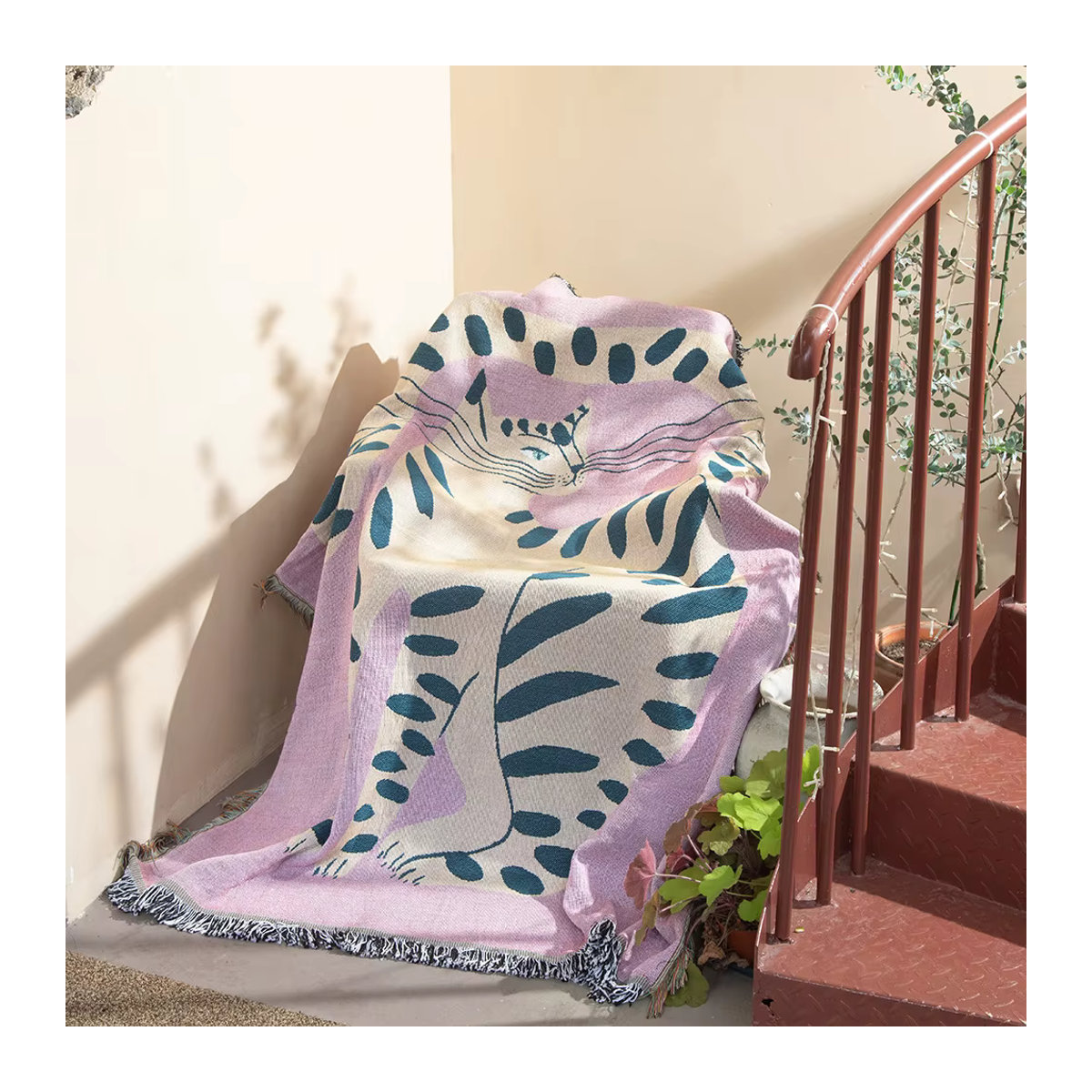Le Angeer Textil Wandteppich für Mädchen mit Katzenmuster in Rosa, B/B: 130 x 160 cm - Bild 3