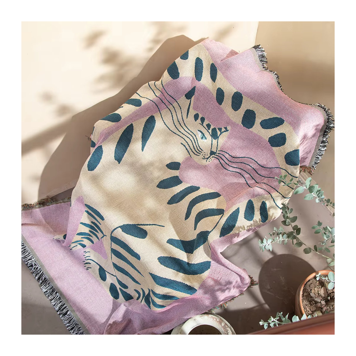 Le Angeer Textil Wandteppich für Mädchen mit Katzenmuster in Rosa, B/B: 130 x 160 cm - Bild 4