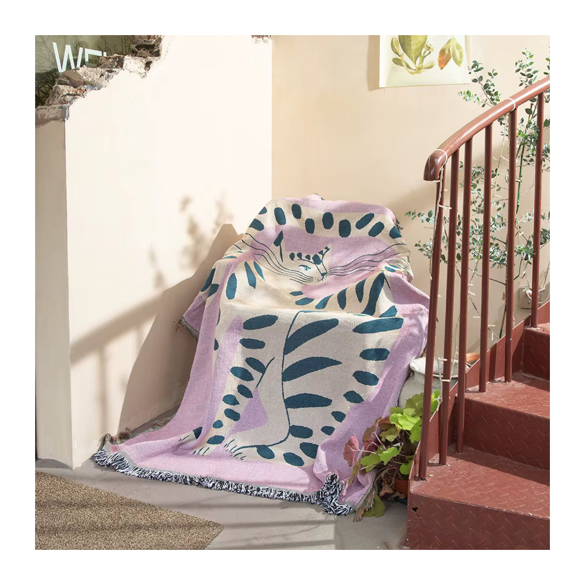 Le Angeer Textil Wandteppich für Mädchen mit Katzenmuster in Rosa, B/B: 130 x 160 cm - Bild 5