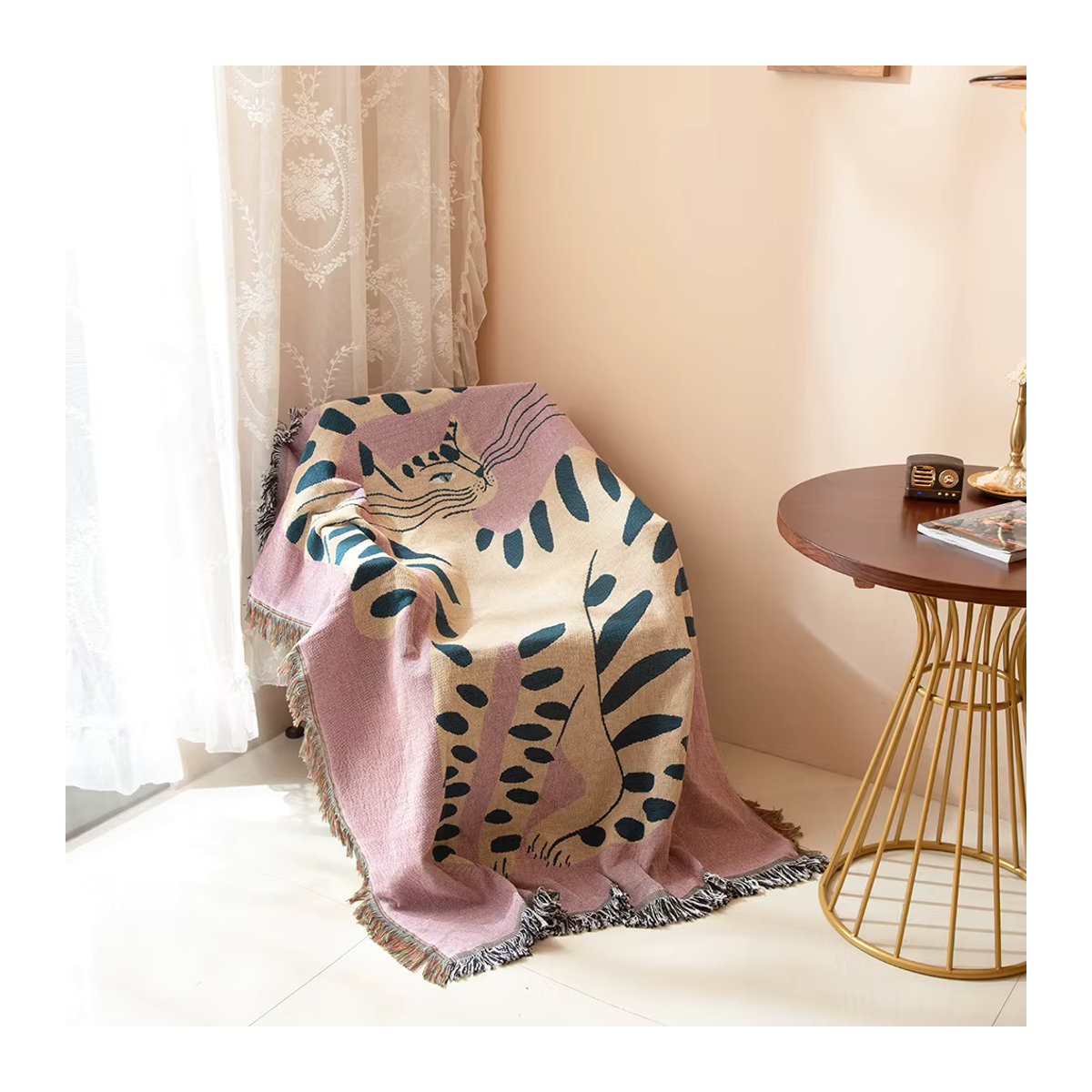 Le Angeer Textil Wandteppich für Mädchen mit Katzenmuster in Rosa, B/B: 130 x 160 cm - Bild 6