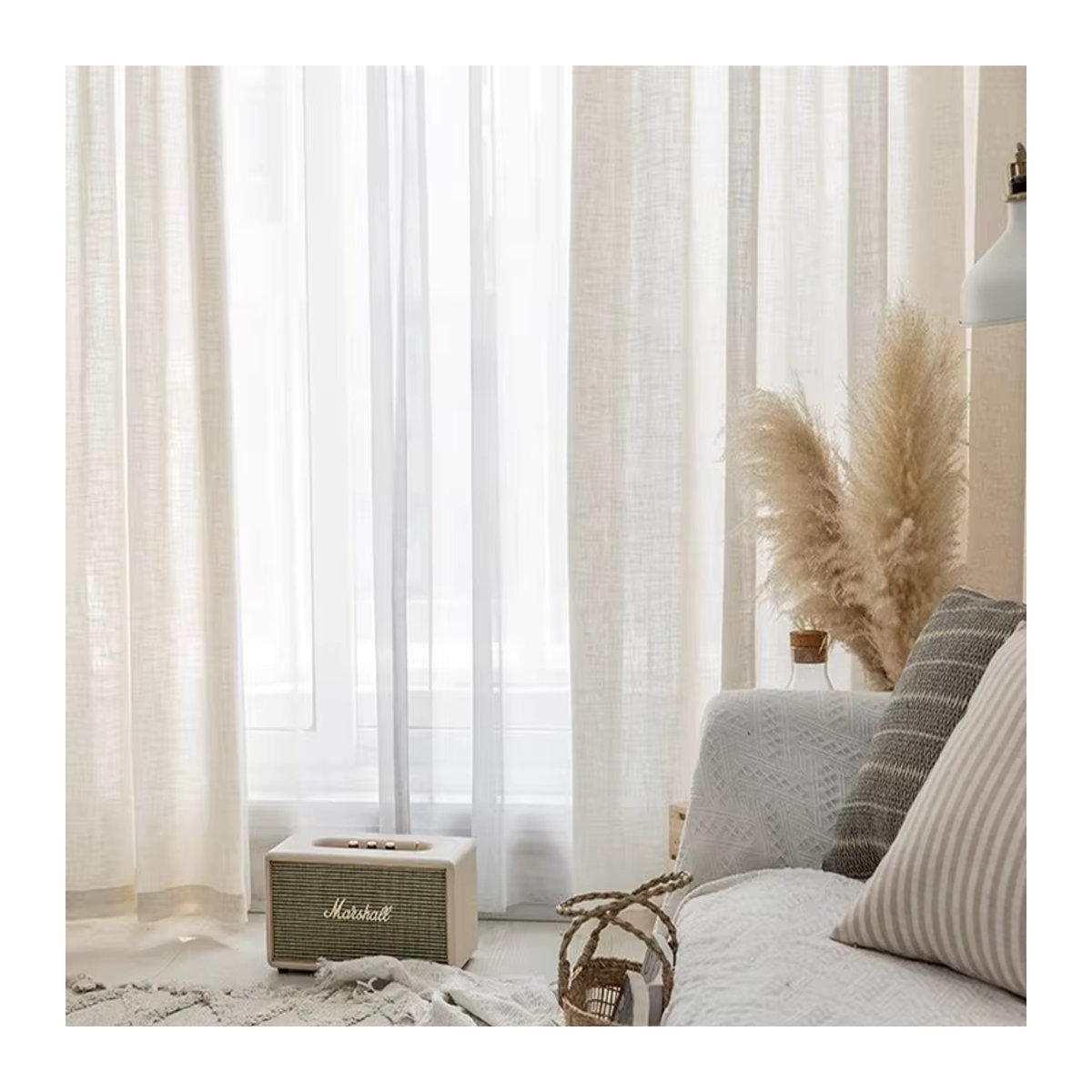 LE YUN YUN Transparente Tüllvorhänge in Hellbeige für Wohnzimmer, Schlafzimmer und Küche - Bild 2