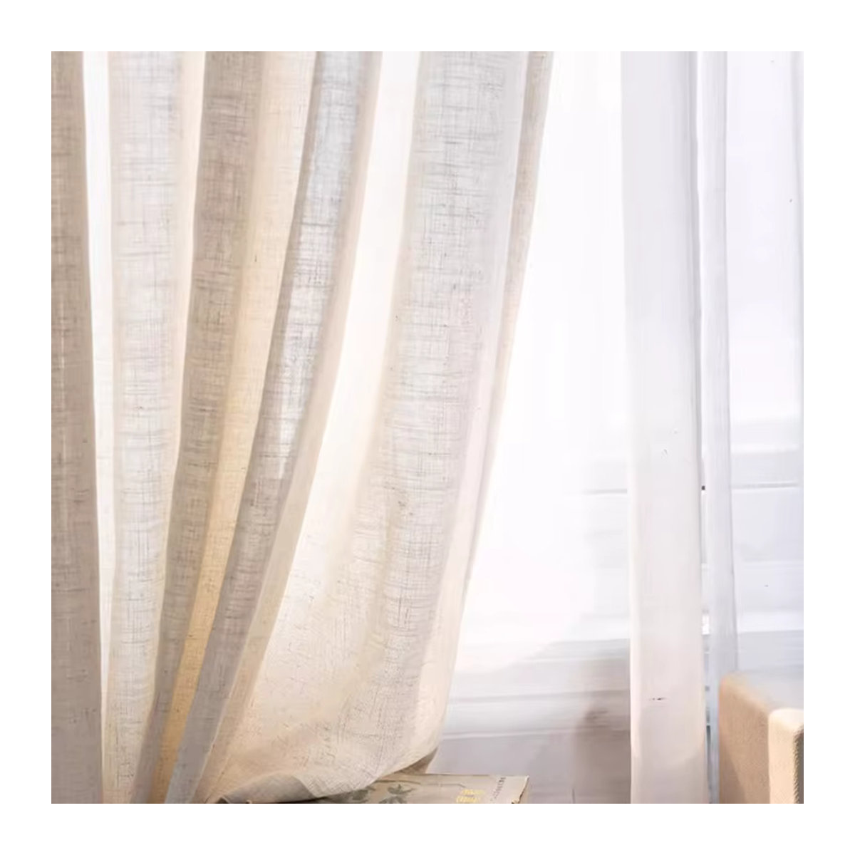 LE YUN YUN Transparente Tüllvorhänge in Hellbeige für Wohnzimmer, Schlafzimmer und Küche - Bild 4