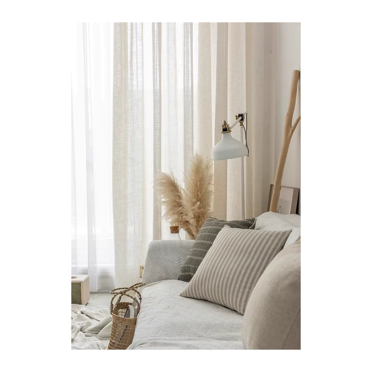 LE YUN YUN Transparente Tüllvorhänge in Hellbeige für Wohnzimmer, Schlafzimmer und Küche - Bild 5