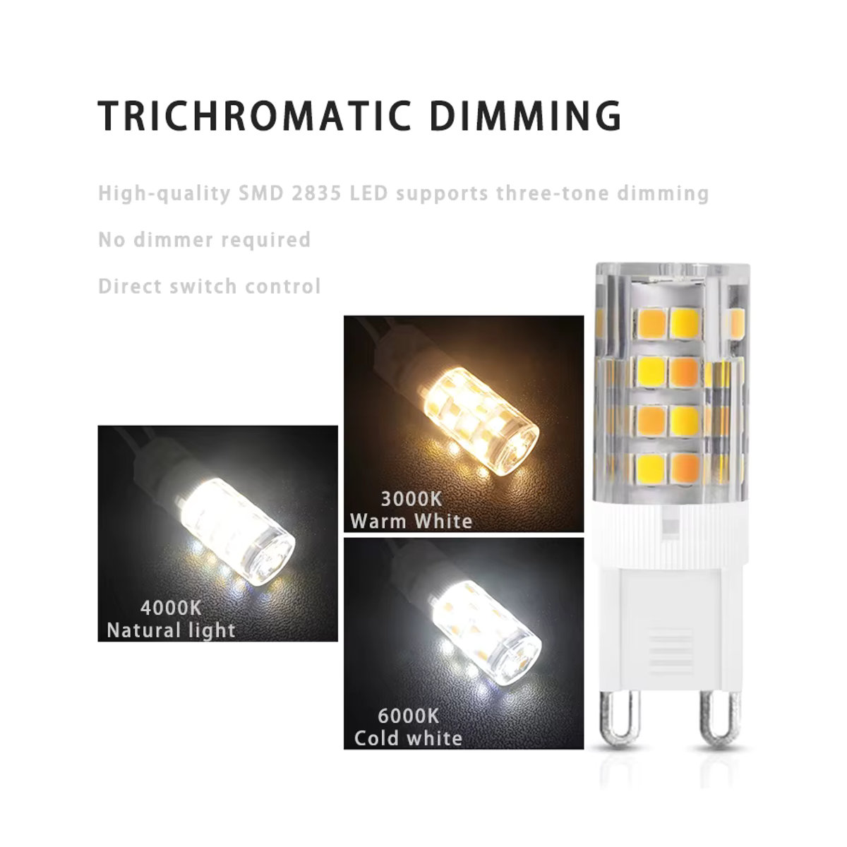 lebeisenf LED-Lampen mit G4/G9-Sockel, dreifarbige Schaltung (3000K, 4000K, 6000K) für 220 V - Bild 2