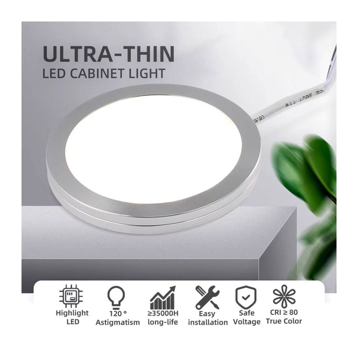 Lebeisenf LED Möbelbeleuchtung Silber, minimalistische Acryl Deckenleuchte Warmweiß, 5 W, DC 12 V - Bild 2
