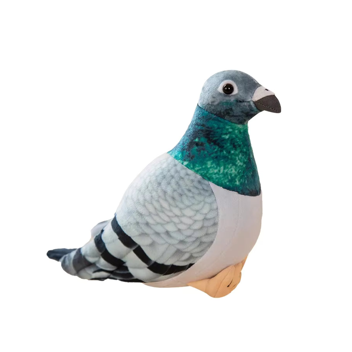 Lebensechtes Vogel Plüsch Spielzeug Simulation Taube in Weiß und Grün als Stofftier Puppe und Fotografie Requisit - Bild 3