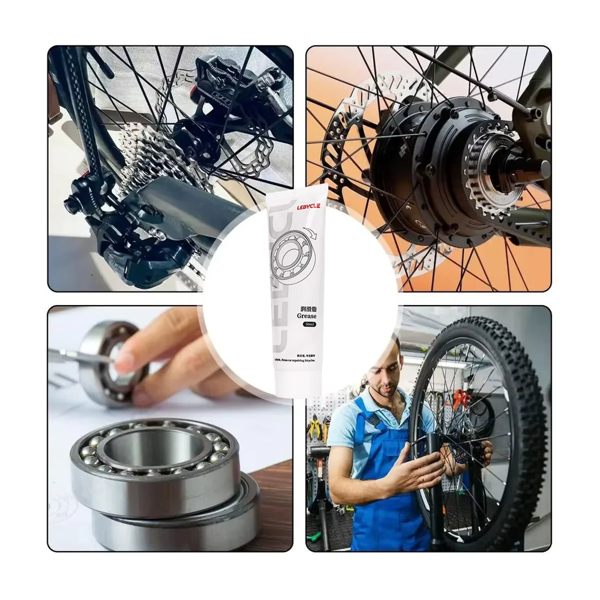 LEBYCLE Fahrrad Fett Schmiermittel Rot für MTB, Hub, Tretlager, Headset, Gabel, Schwungrad und Kugellager - Bild 3