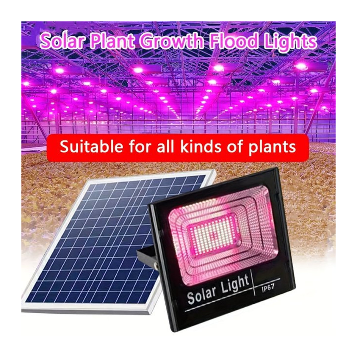 Leclstar Solar-LED-Pflanzenwachstumslampe Schwarz, 35/60 W Vollspektrum-Außenstrahler mit Fernbedienung und wasserdichter Phytolampe für Innen- und Außenbereich - Bild 1