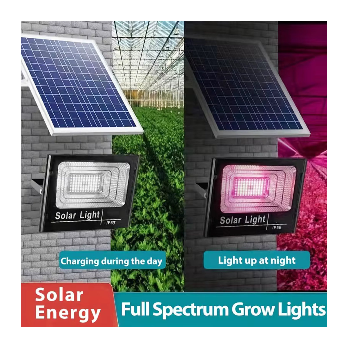 Leclstar Solar-LED-Pflanzenwachstumslampe Schwarz, 35/60 W Vollspektrum-Außenstrahler mit Fernbedienung und wasserdichter Phytolampe für Innen- und Außenbereich - Bild 2