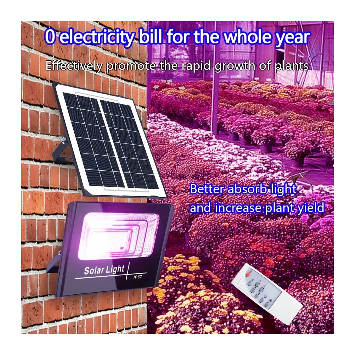 Leclstar Solar-LED-Pflanzenwachstumslampe Schwarz, 35/60 W Vollspektrum-Außenstrahler mit Fernbedienung und wasserdichter Phytolampe für Innen- und Außenbereich - Bild 5