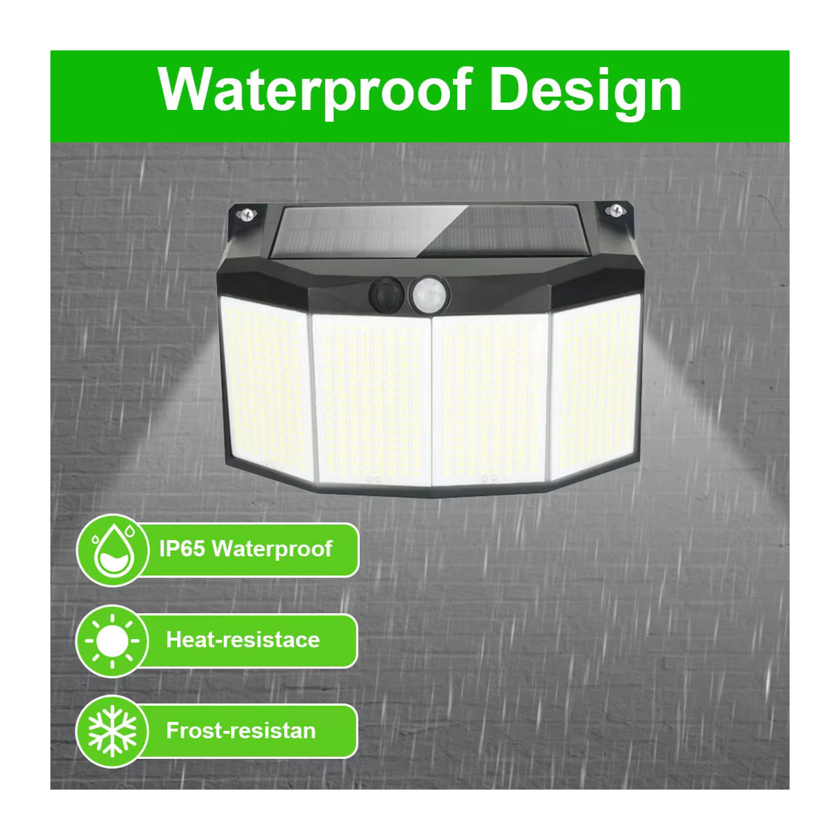 Leclstar Solar Wandleuchte mit 576 LEDs, Wasserdicht, Bewegungssensor und 3 Arbeitsmodi, Schwarz, Modern - Bild 3