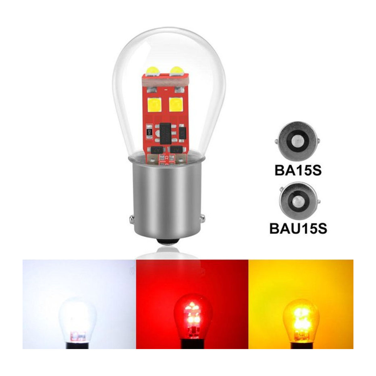 LED Auto Leuchtmittel für Blinker, Bremslicht und Rückfahrleuchte BA15S PY21W P21W in Gelb - Bild 1
