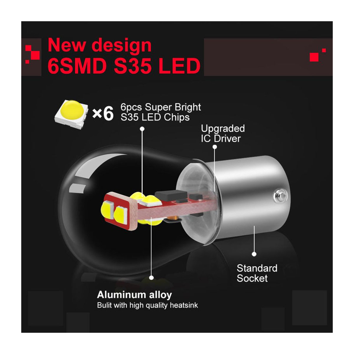 LED Auto Leuchtmittel für Blinker, Bremslicht und Rückfahrleuchte BA15S PY21W P21W in Gelb - Bild 2