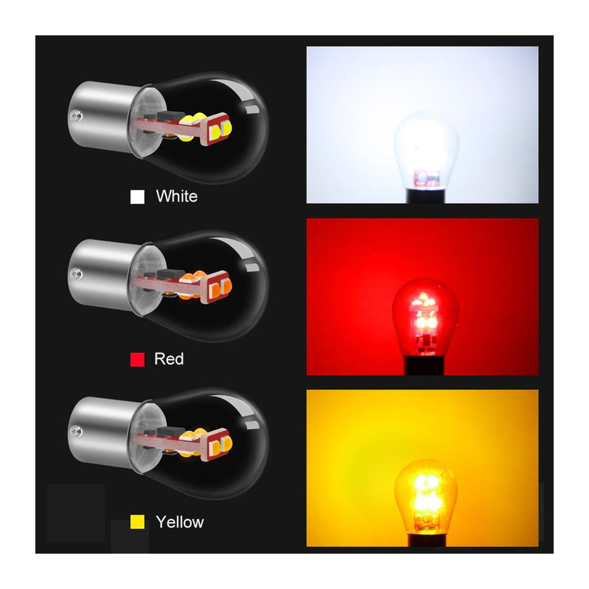 LED Auto Leuchtmittel für Blinker, Bremslicht und Rückfahrleuchte BA15S PY21W P21W in Gelb - Bild 4