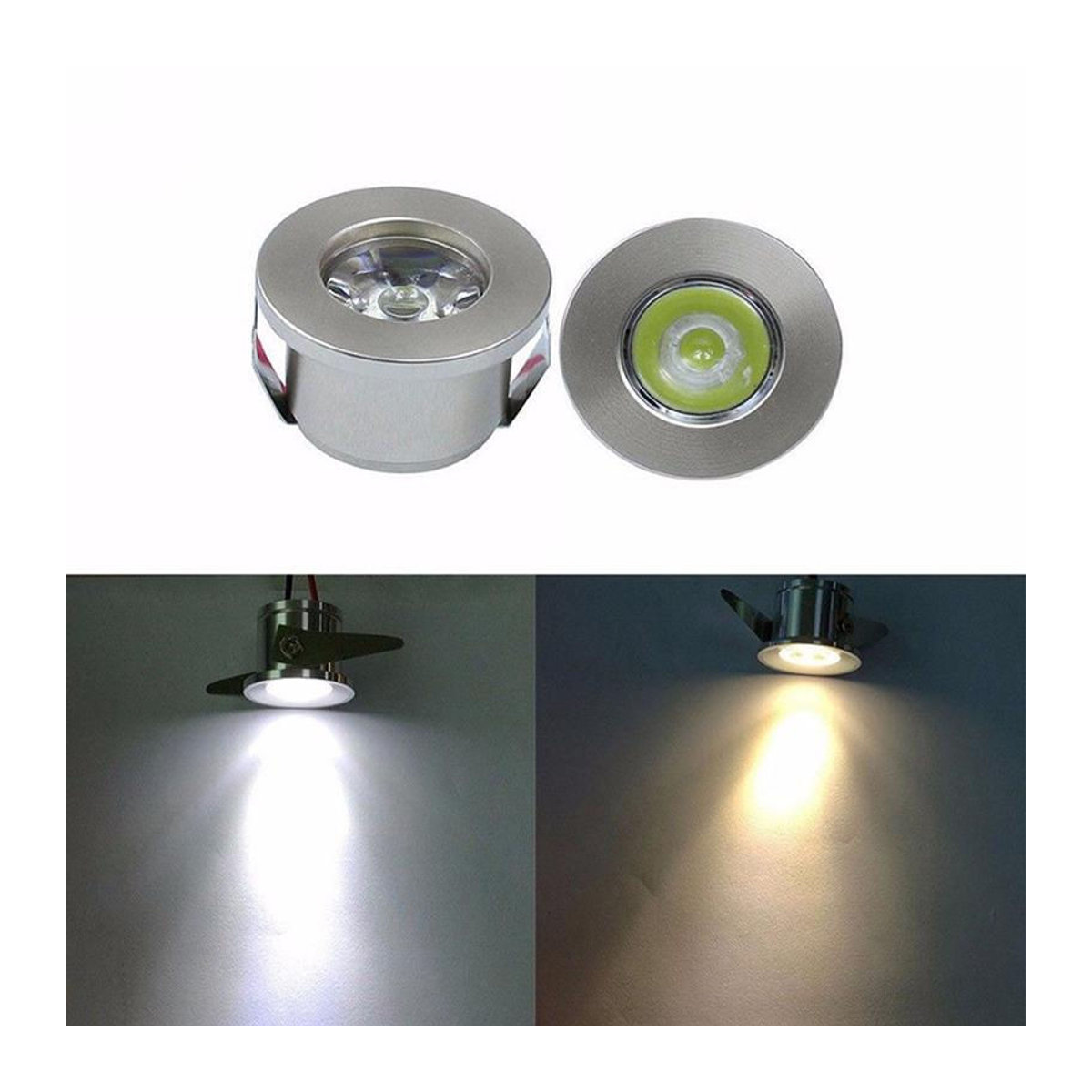LED Einbaustrahler Mini Spotlight Deckenleuchte in Weiß und Chrom aus Aluminium mit warmweißem Licht - Bild 2