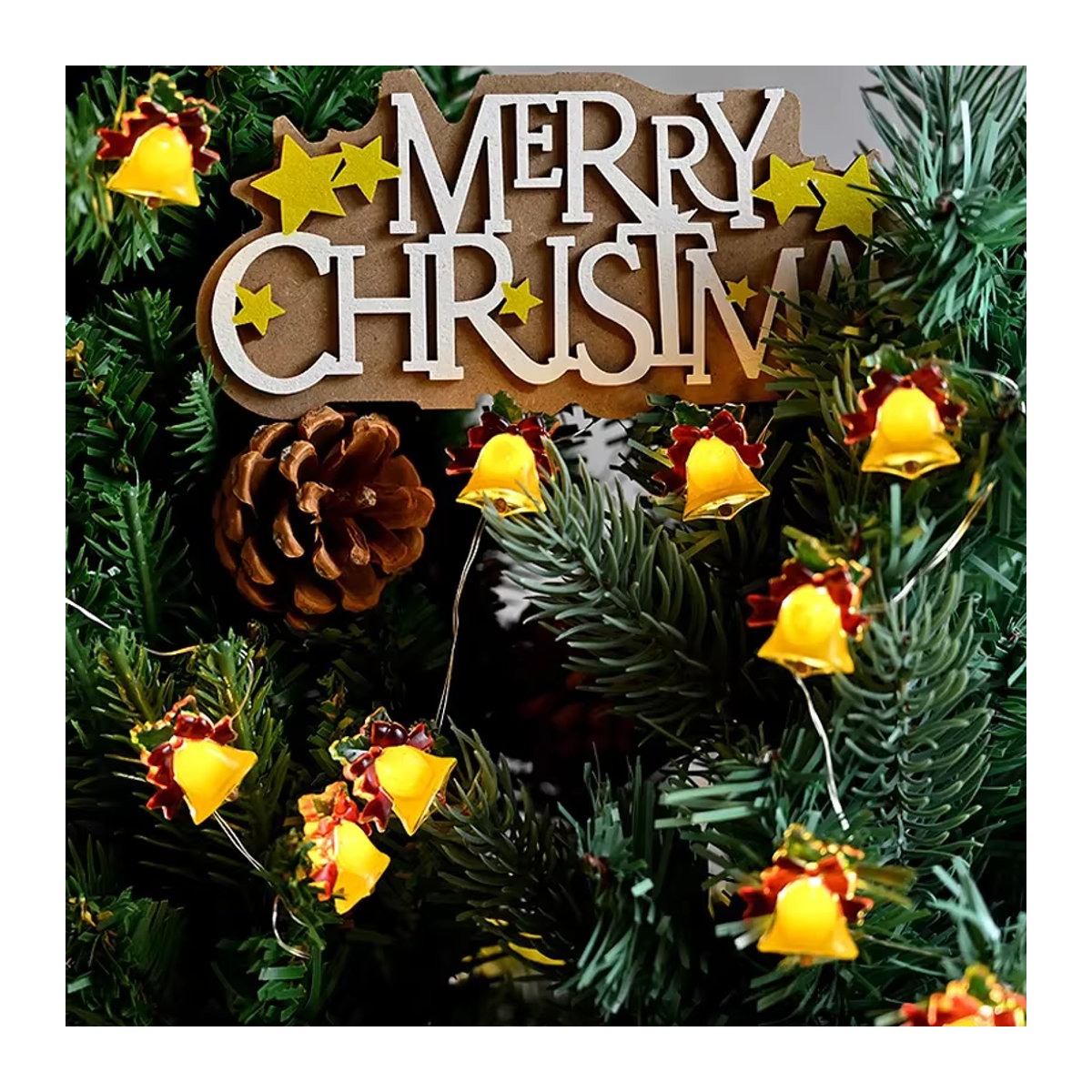 LED Glocke Lichterkette mit 50/20 integrierten LEDs und USB-Stecker für Weihnachtsbaum, Wohnzimmer und Hochzeitsdeko - Bild 3