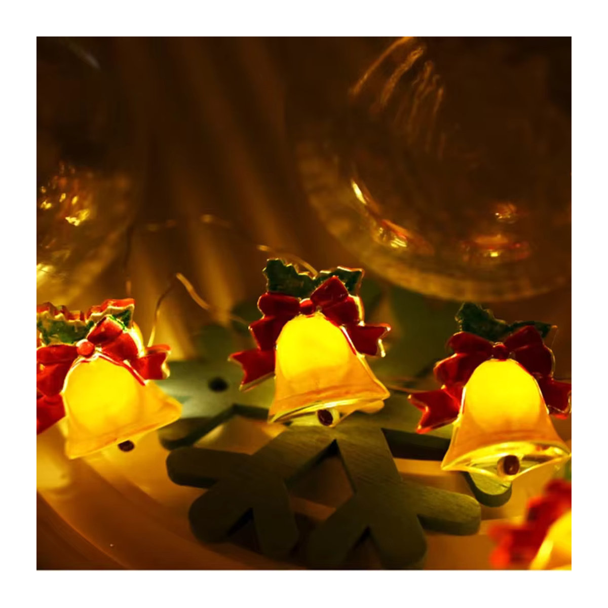LED Glocke Lichterkette mit 50/20 integrierten LEDs und USB-Stecker für Weihnachtsbaum, Wohnzimmer und Hochzeitsdeko - Bild 5